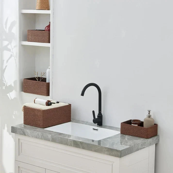 Recycled Wicker Storage Basket 4 SET Paper Rope Storage Baskets . - Image 2 of 4