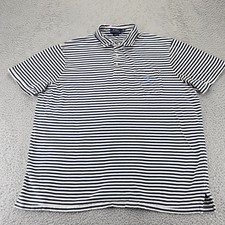 Polo Ralph Lauren Shirt Mens XL White Striped Classic Fit Pony Pocket Golf