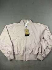 Nike Essentials Windbreaker Jacket Women s Small Oversized Bomber Cropped Swoosh