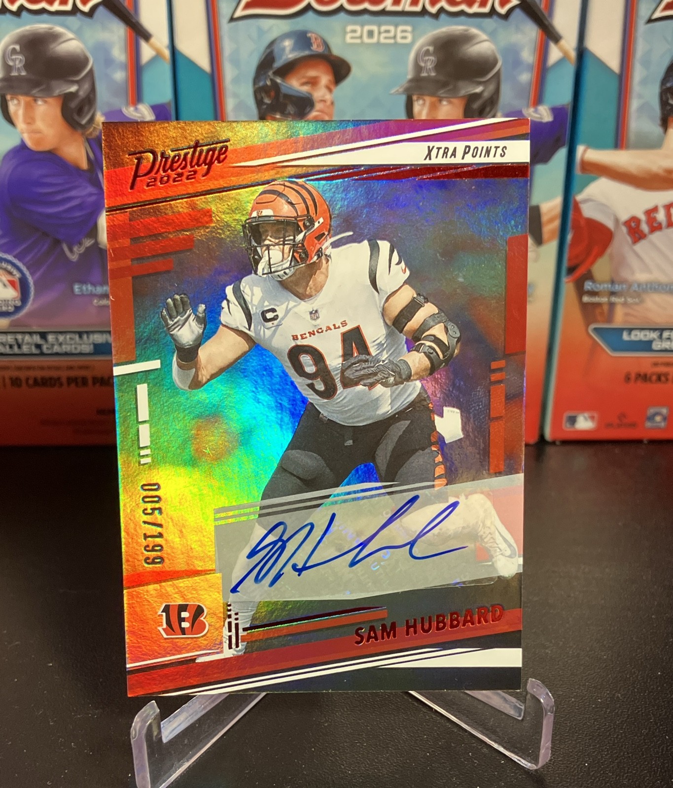 2022 Panini Prestige - Sam Hubbard #64 Xtra Points Premium Red Signatures...