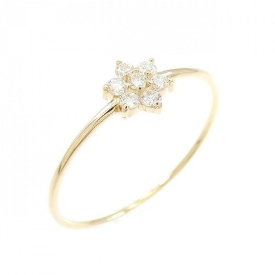 Authentic K18YG Flower Diamond Ring 0.10CT  #270-004-211-3772
