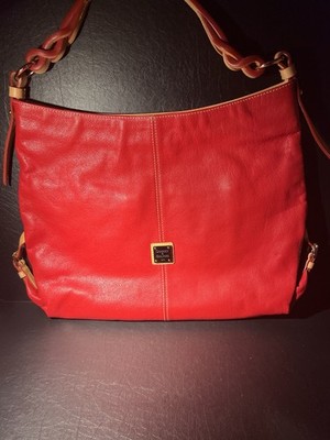 Dooney & Bourke Red Leather Hobo Shoulder Bag Tote Purse