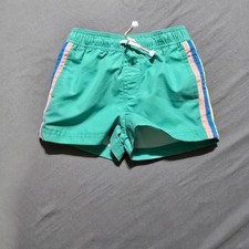 Mini Boden Boys Green Swim Trunks Side Stripe Board Shorts 4-5Y