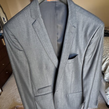 Ben Sherman Solid Charcoal Sport Coat 42L Long Single Breasted 2-Button Notch