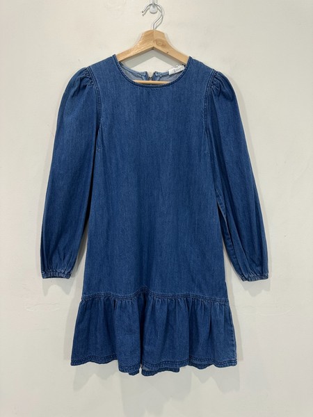 Seed Heritage Mini Dress Women AU 6 Blue Denim Tiered *Read Condition*