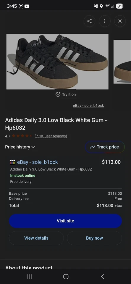 Mens Adidas Daily 3.0 Low Back - Image 2 of 2