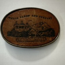 Wells Fargo and Company Oval Covered Wagon Belt Buckle