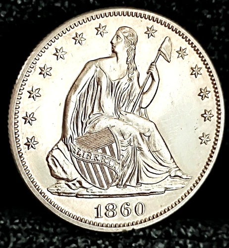 1860 Seated Liberty Half Dollar White Proof  Coin Very Few Minted