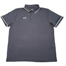 Under Armour Polo Shirt Mens 2XL Dark Gray Team Tipped Performance Golf Stretch