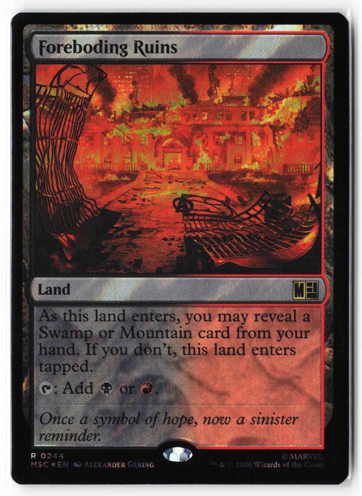 Foreboding Ruins (Surge Foil) 244 Holo Commander: Marvel Super Heroes MTG NM