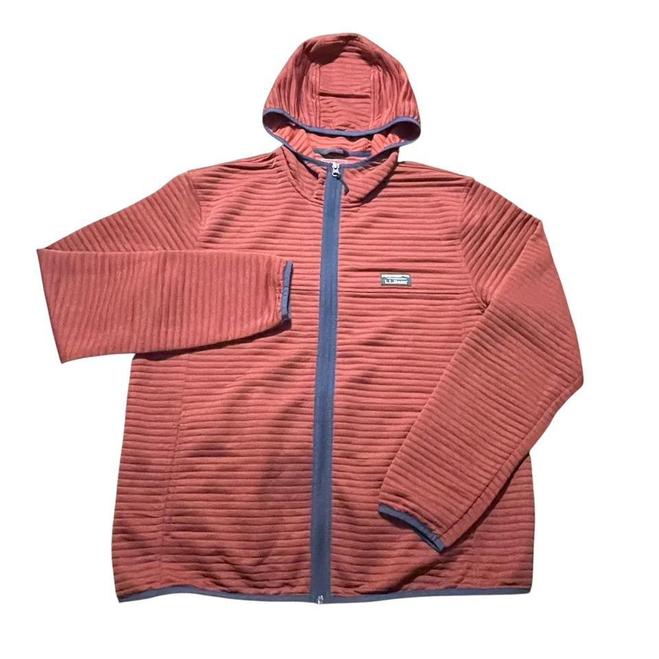 NWOT LL Bean Jacket Mens Large Burnt Orange Slightly Fitted Hooded Full Zip Logo - Image 2 of 4