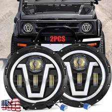 Pair DOT 7"inch Round LED Headlights Hi/Lo Beam DRL For Suzuki Samurai 1986-1995