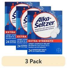 (3 pack) Alka-Seltzer Extra Strength Effervescent Heartburn Relief Tablets