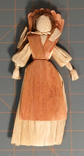 Handmade Cornshuck Girl Doll Tan Dress Brown Apron Bonnet