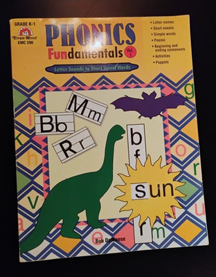 Evan-Moor Phonics Fundamentals Vol 1 Workbook Grade K-1 Paperback EMC 290