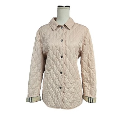 Burberry London Pink Quilted Jacket Nova Check Lining Made in England Womens L