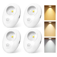 Motion Sensor Puck Lights, 3 Color Temps Dimmable Under Cabinet Lighting indo...