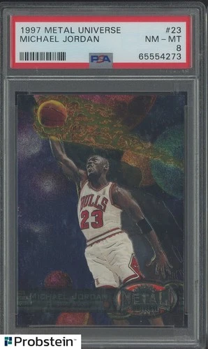 1997-98 Metal Universe #23 Michael Jordan Chicago Bulls HOF PSA 8 NM-MT