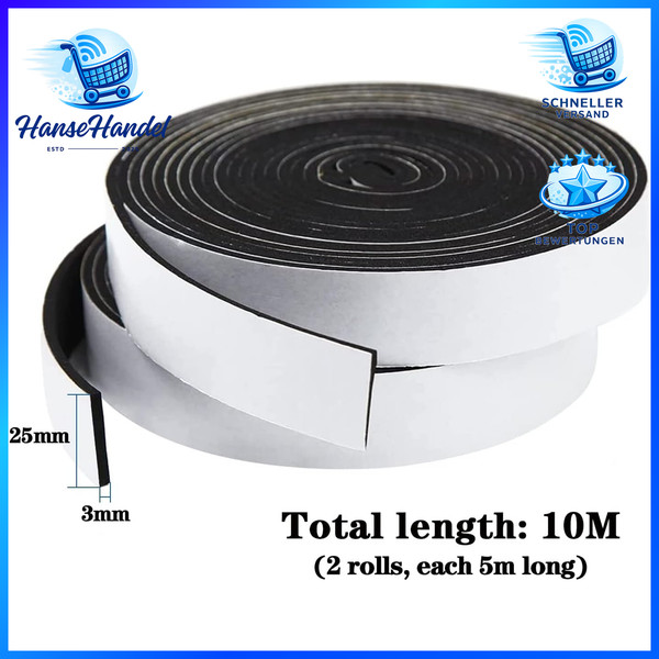 Dichtungsband Selbstklebend 25Mm X 3Mm 10M Schaumstoff Gummidichtung Schwarz-image