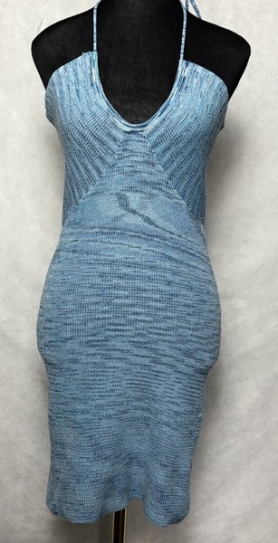 Peppermayo Women's Blue Marle Knitted Mini Halter Dress Size 10 Beach Summer