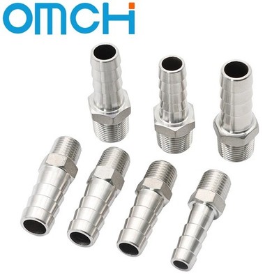 304 Stainless Steel Hose Barb 1/8 1/4 3/8 1/2 BSP Male Thread Pipe Fitting 6mm