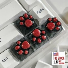 Drip Glue Keycap Cute Cat Claw Novelty Backlight Keycaps DIY 4Keys Red Black