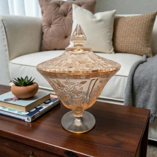 Sharon Pink Depression  Candy Jar W Lid  Federal Glass Sweets Jar On Sale Was 43