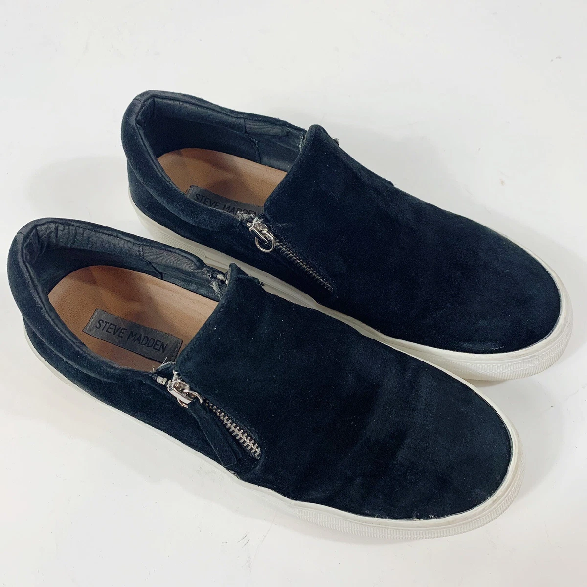 STEVE MADDEN Glaammar Zip Black Suede Platform Sneakers Sz 10 eBay