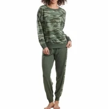 Splendid Ladies' 2-piece Pajama Set Loungewear Jogger, Olive Green Camo XS / XXL