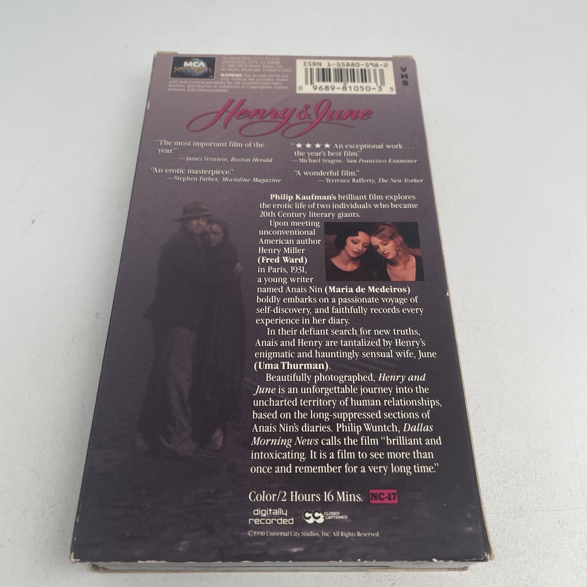 Henry and June 1990 VHS - Uma Thurman Gary Oldman Drama NC