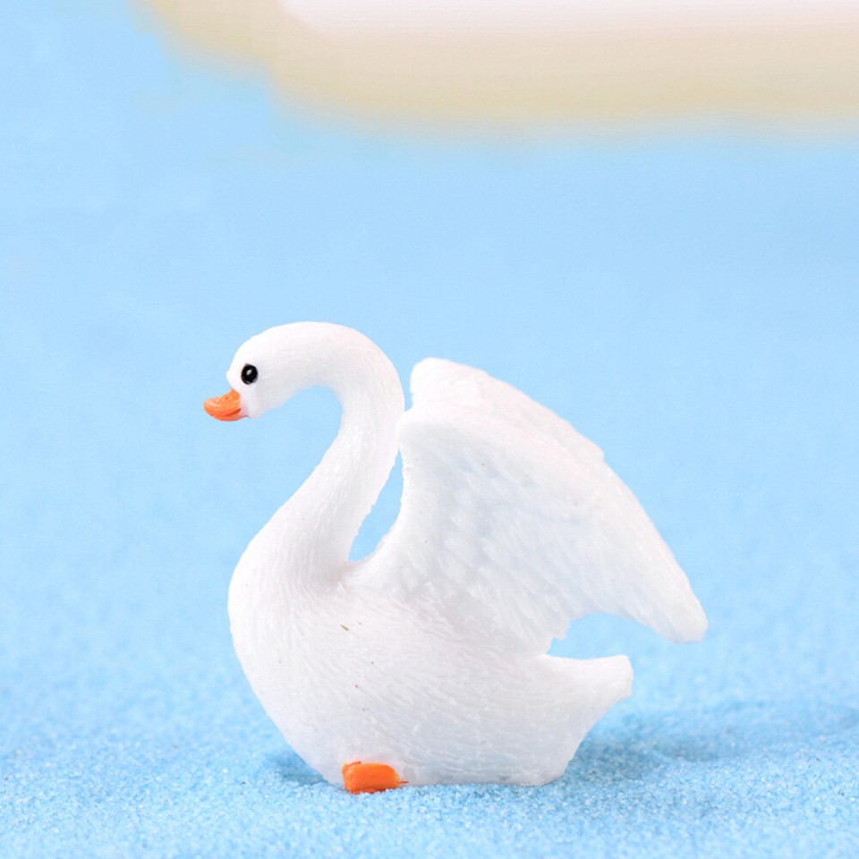 2 Pcs Swan Figurine Miniture Decoration Miniature Garden Decorations