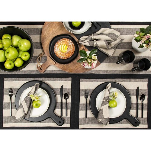 Solino Home Linen Table Runner for Dining, Summer, Luxury - Cabana Stripe - Picture 11 of 59