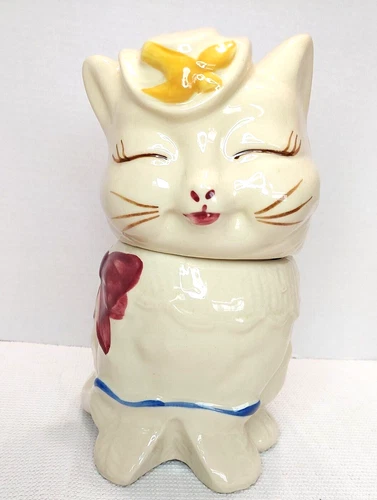 SHAWNEE Pottery Cookie Jar Cat Puss N Boots Fairy Tale Vtg (some damage) Vintage