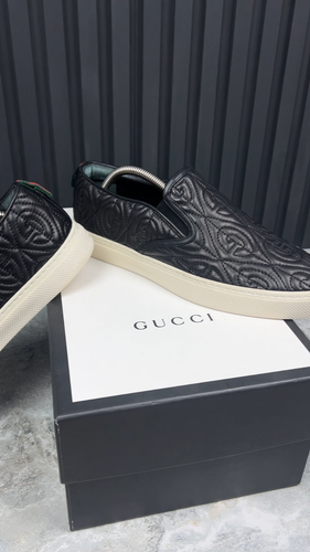 Gucci Dublin Web Rhombus Slipon Sneakers Black Leather 7 G or 7.5 US or 41 EUR* - Video 1 of 1