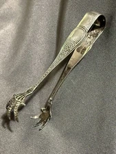 Antique Victorian Aesthetic Movement Sterling Silver Claw Sugar Tongs