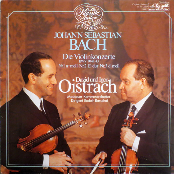 Johann Sebastian Bach, David* Und Igor LP Mono Club RE Vinyl