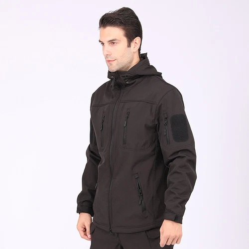 Giacca a vento tattica uomo soft shell giacca esercito jacket cappuccio tempo libero ~ - Foto 3 di 65