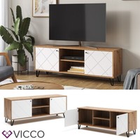Tv-Lowboard Nizza, Artisan-Weiß, 150 X 55,2 Cm, Fernsehtisch Mit 2 TüRen Vicco