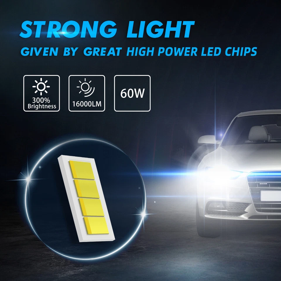 2X 9005 HB3 LED Faros Super Brillantes para Citroën C-Zero 2010-2025 6000K - Imagen 2 de 4