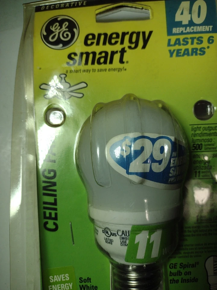 GE 47486 11W = 40W Replacement Ceiling Fan Bulb Soft White - Image 4 of 4