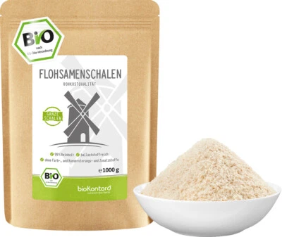 BIO Flohsamenschalen ganze Schalen 1000g - 99% Reinheit - indisch - bioKontor