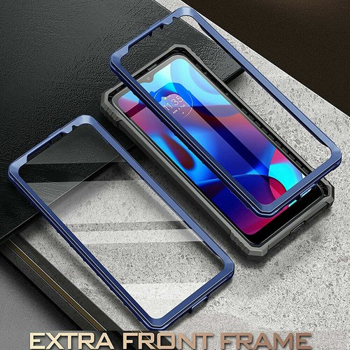 For Moto G Pure Case Full Body Cover with Screen Protector Kickstand Navy Blue - Photo 5 sur 7