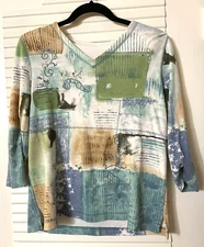 BL-09 | Koret Colorful Blouse, Short Sleeve, S, Shoulder Pads (Free Shipping)