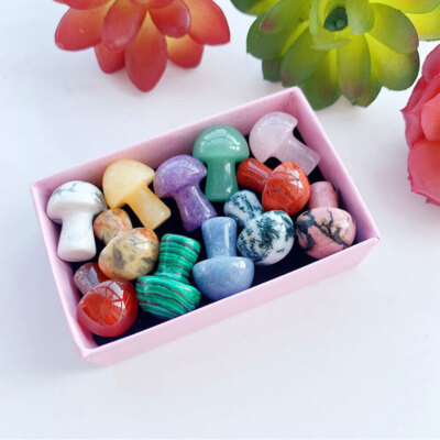 12Pcs Natural Crystal Mini Mushroom Energy Gem Stone Mineral Collection Decor US