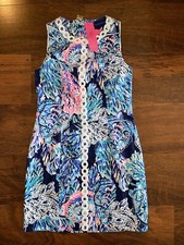 Lilly Pulitzer 2 Party In Paradise MILA STRETCH SHIFT DRESS High Tide Navy NWT
