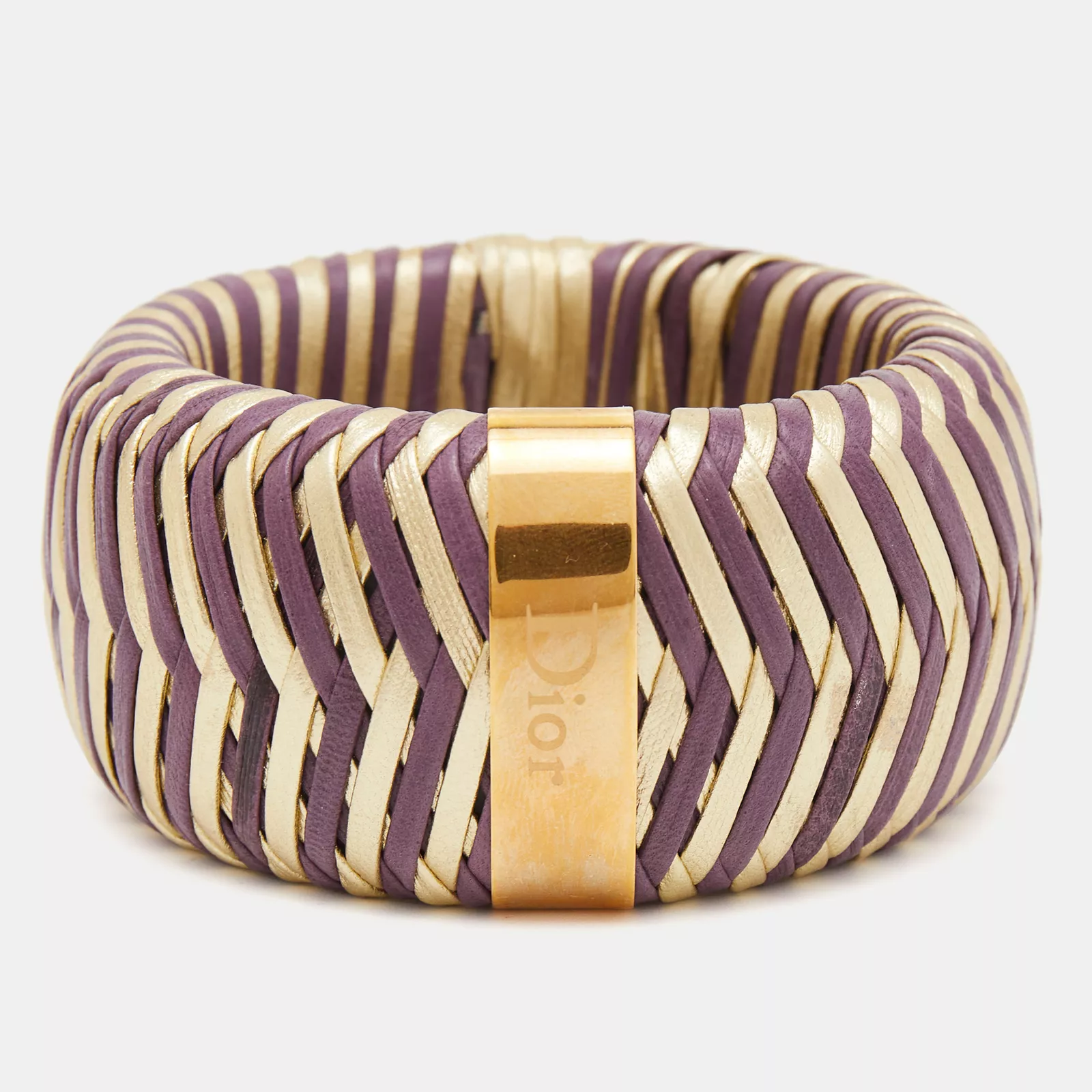 Bracelet Dior cuir bicolore ton or