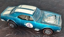 Vintage 1969 Hot Wheels Redline Heavy Chevy #4 Camero Green W/Gray Interior