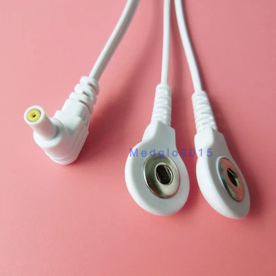 Replacement Electrode Lead Wires Cables DC Jack 2.35mm Snap 3.5mm For TENS 7000