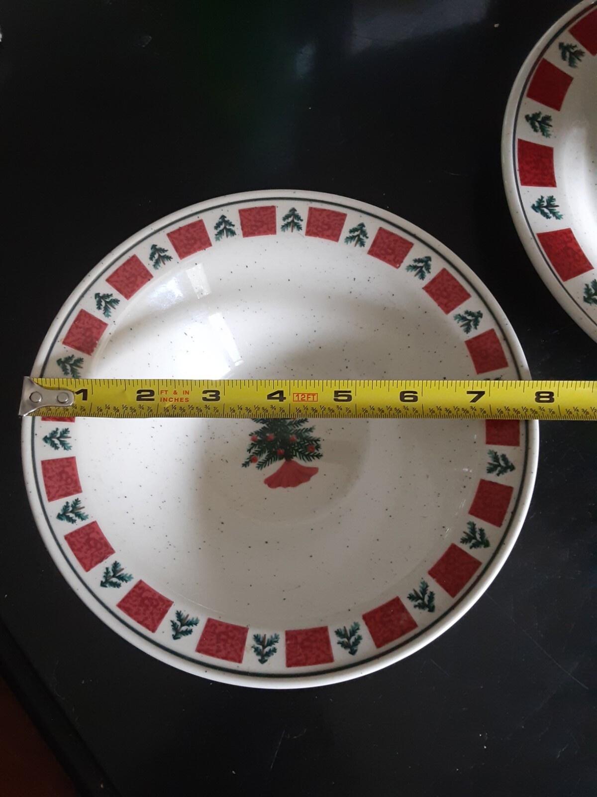 4 Folk Craft Holiday Stoneware 7.5 inch cereal soup Rim Bowls Christmas