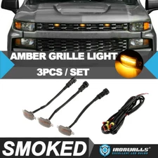 Smoked Amber Front LED Grille Lights Raptor Style For Chevrolet Silverado 1500